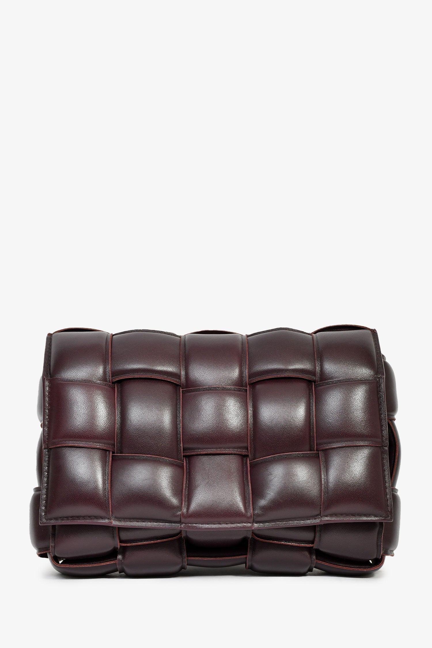 Bottega Veneta Burgundy Leather Intrecciato Padded Cassette Crossbody