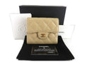 Chanel 21-Year-Old Milk Tea Gold Buckle Caviar Cowhide Classic Three-Fold Short Clip
