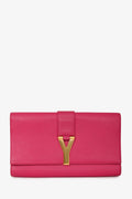 Saint Laurent 2020 Hot Pink Leather Ligne Clutch