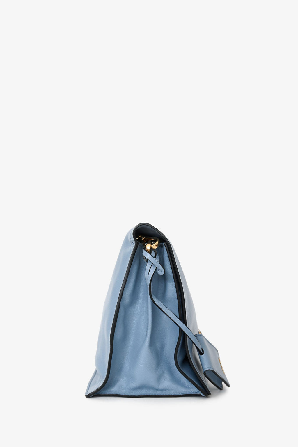 Prada 2019 Blue Glace Calf Flap Messenger Shoulder Bag