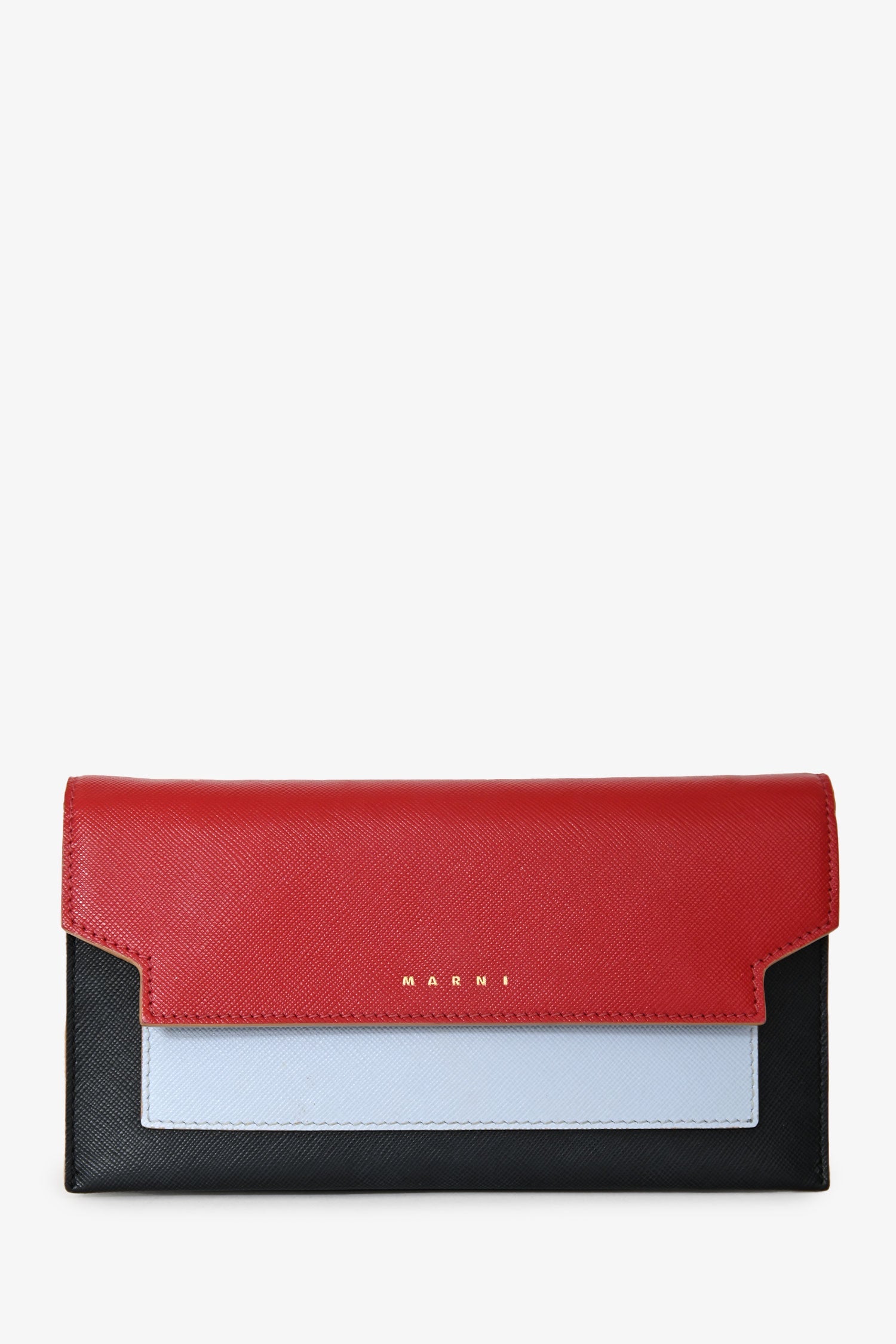 Marni Navy/Blue/Red Saffiano Leather Layered Crossbody