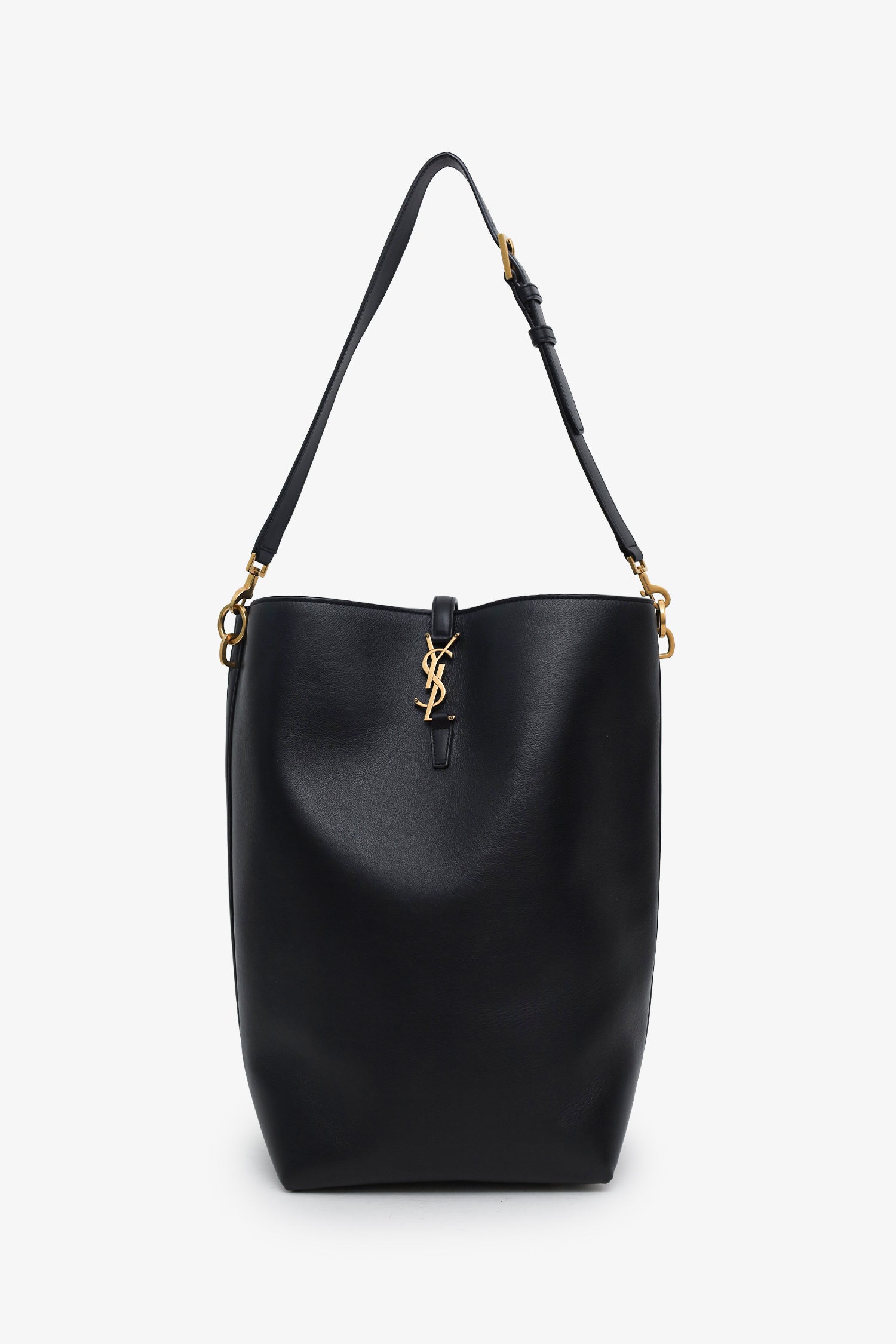 Saint Laurent Black Calfskin Le 37 YSL Large Bucket Bag