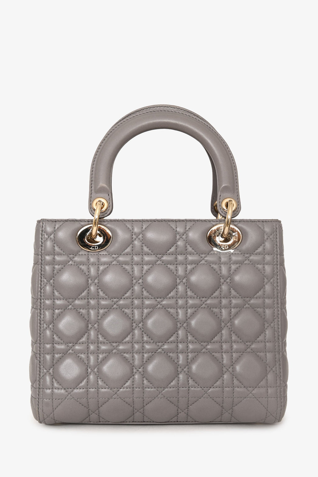 Christian Dior 2017 Grey Nappa Leather Medium Lady Dior With Strap
