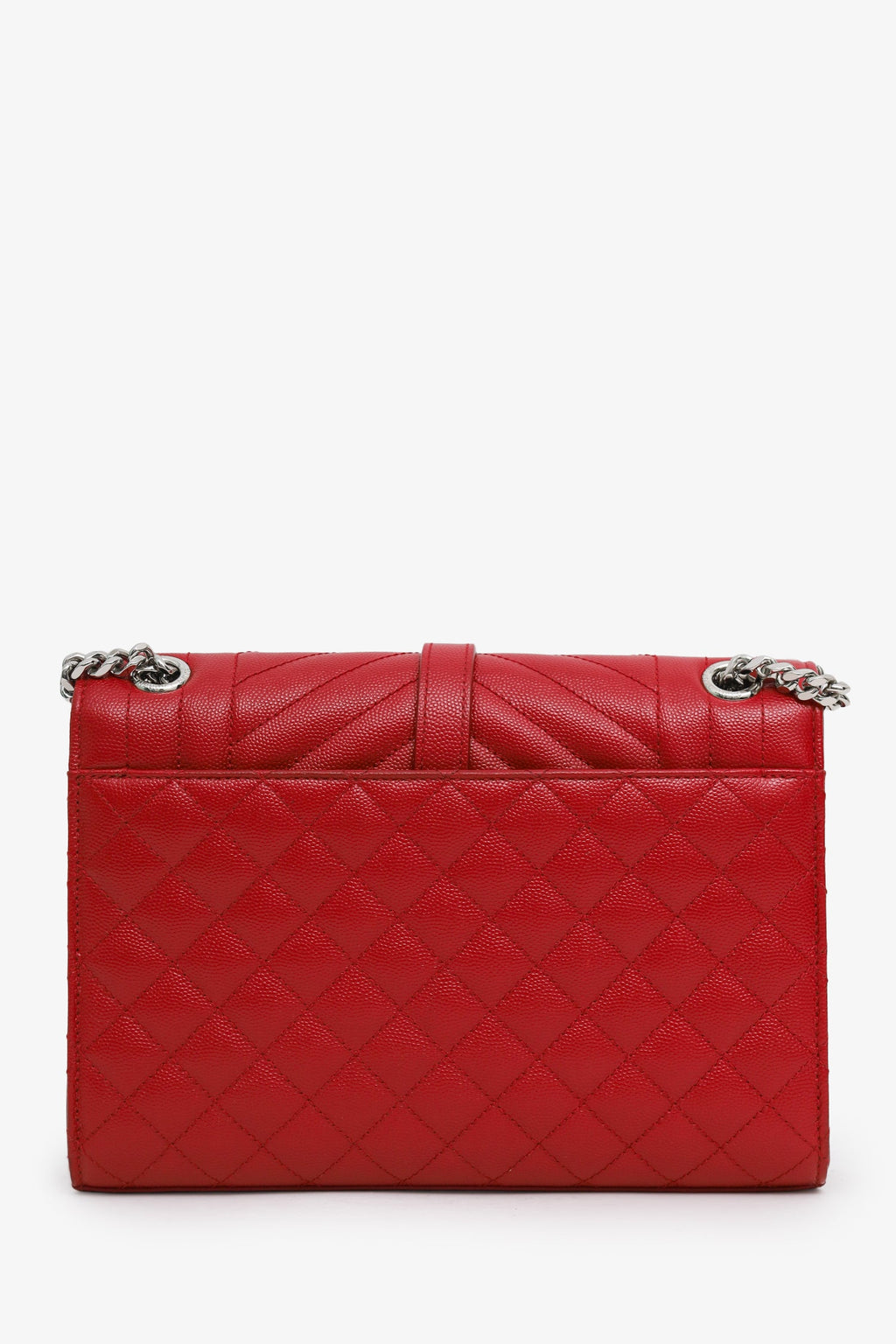 Saint Laurent Red Grained Leather Small Envelope Bag