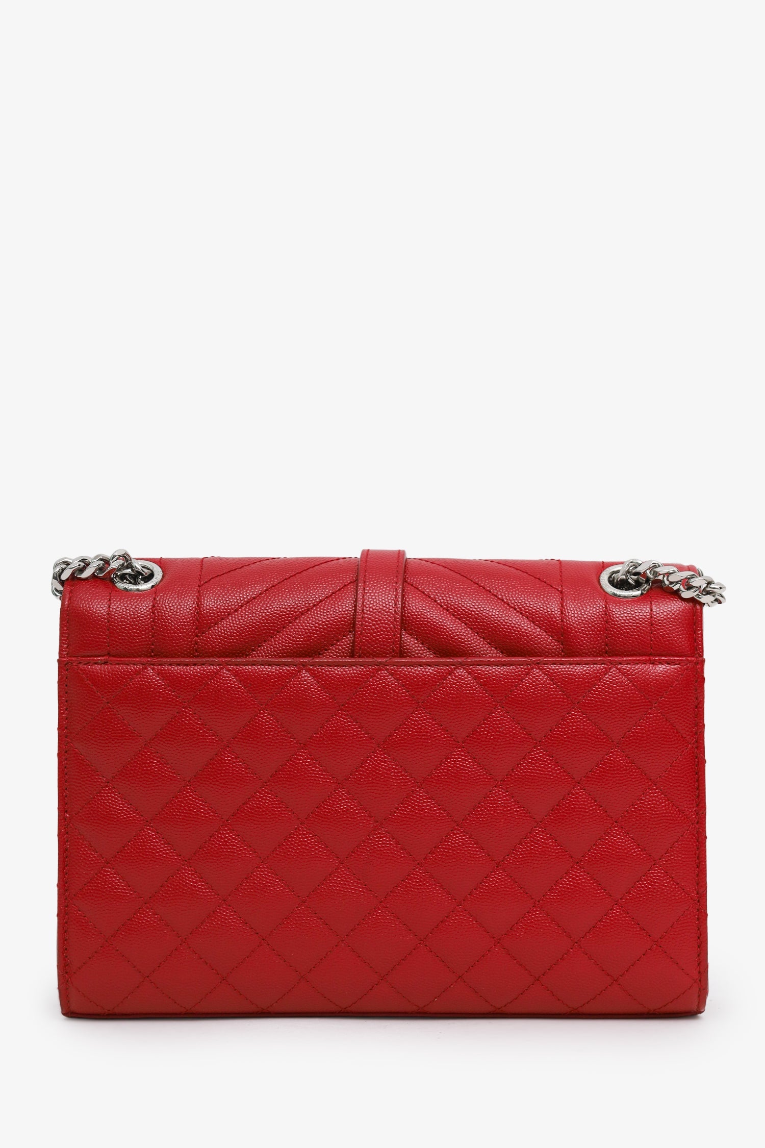 Saint Laurent Red Grained Leather Small Envelope Bag