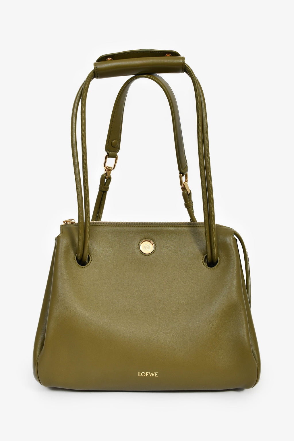 Loewe 2025 Olive Green Leather Medium Madrid Bag