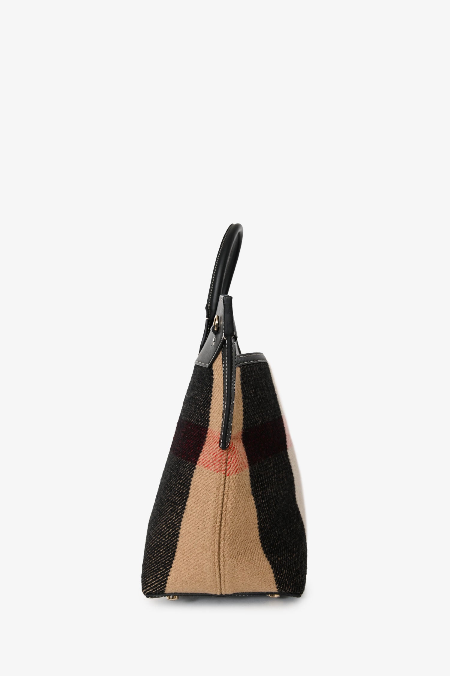 Burberry Black/Multicolour Novacheck Leather Wool Society Tote with Strap