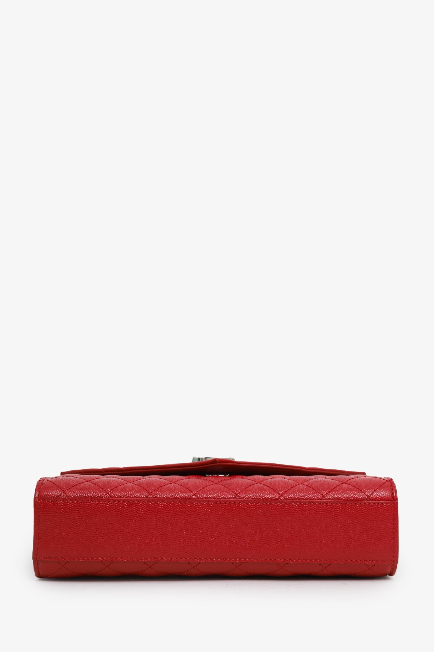 Saint Laurent Red Grained Leather Small Envelope Bag