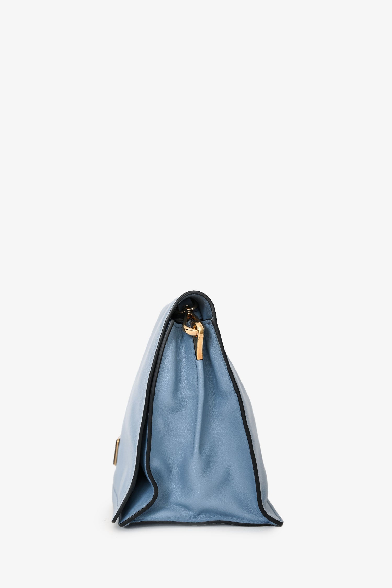Prada 2019 Blue Glace Calf Flap Messenger Shoulder Bag
