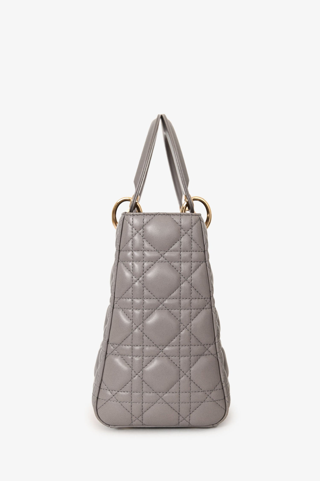 Christian Dior 2017 Grey Nappa Leather Medium Lady Dior With Strap
