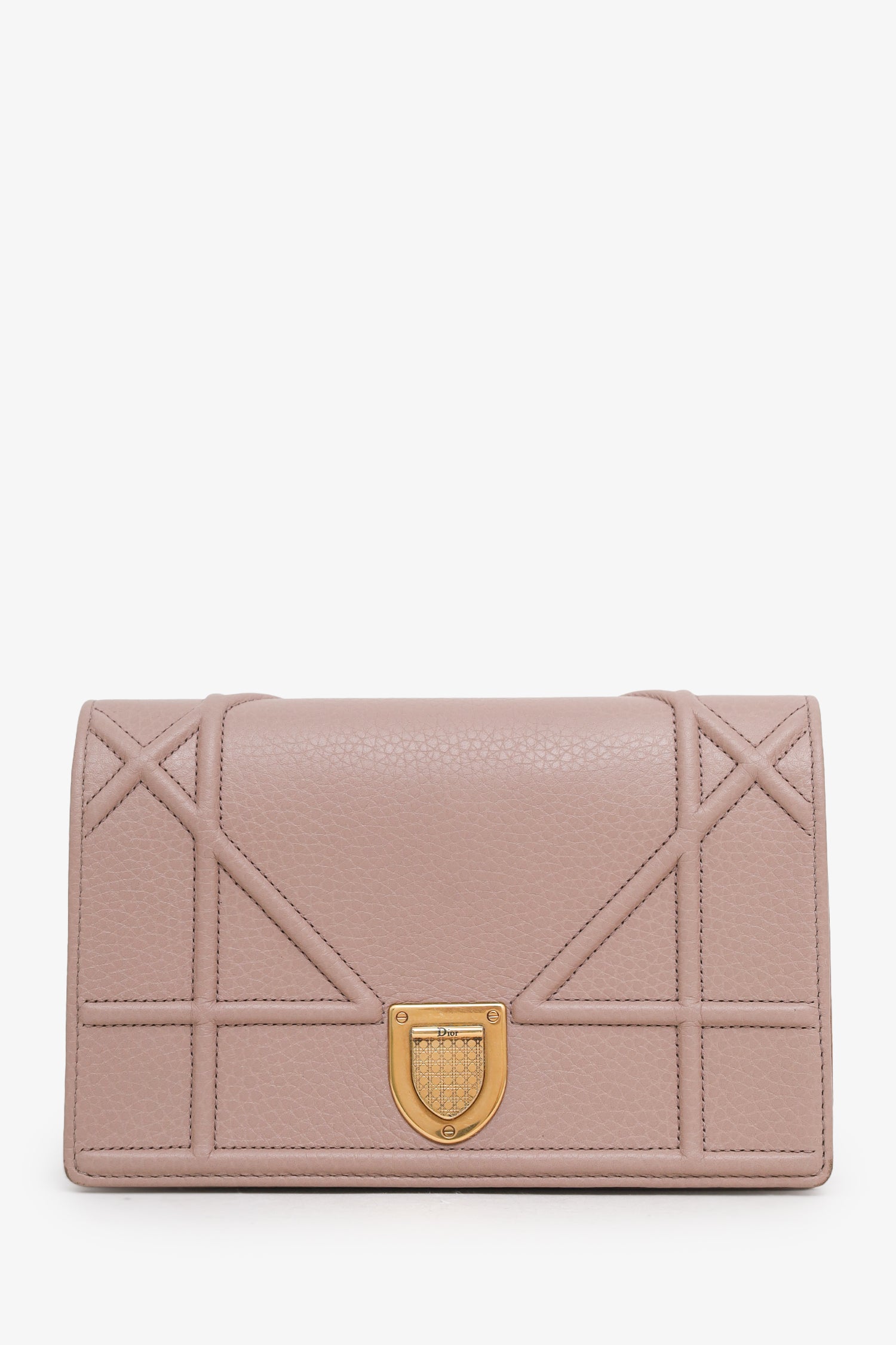 Christian Dior 2017 Pink Leather Diorama Wallet On Chain