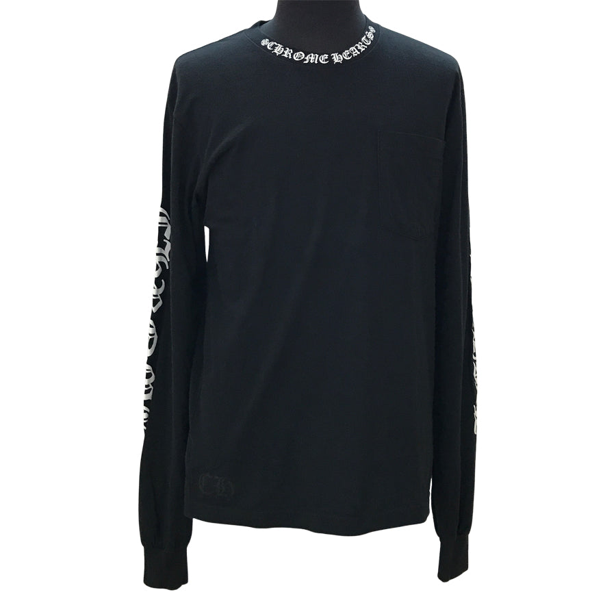 CHROME HEARTS Neck logo print long T-shirt #M Men's T-shirt