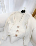Chanel 22A off-white cashmere knitted cardigan