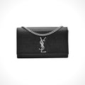 Black Grain De Poudre Embossed Leather Kate Medium Chain Bag (Rented Out)