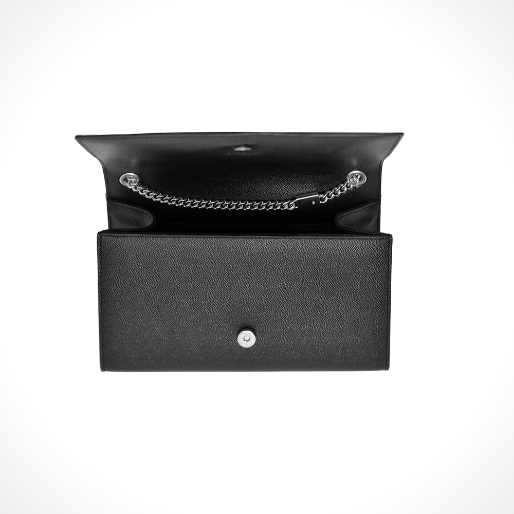 Black Grain De Poudre Embossed Leather Kate Medium Chain Bag (Rented Out)