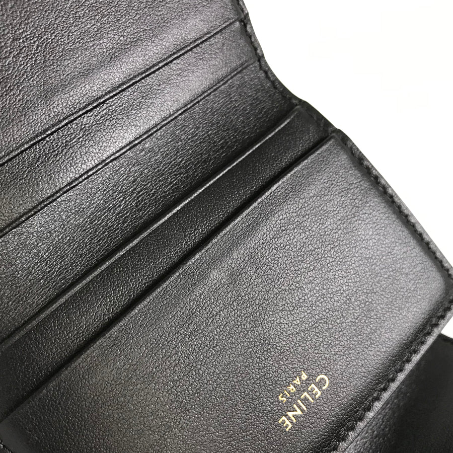 CELINE Small Wallet Triomphe Shiny Calf Tri-fold wallet