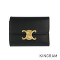 CELINE Small Wallet Triomphe Shiny Calf Tri-fold wallet