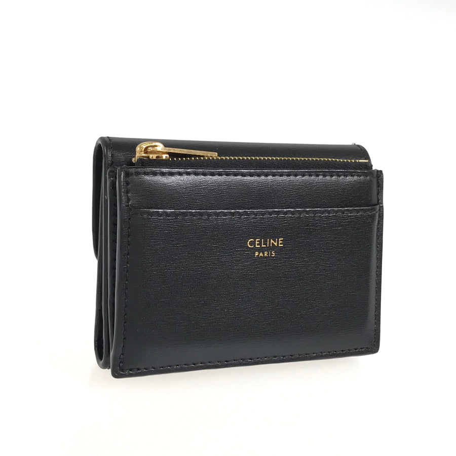 CELINE Small Wallet Triomphe Shiny Calf Tri-fold wallet