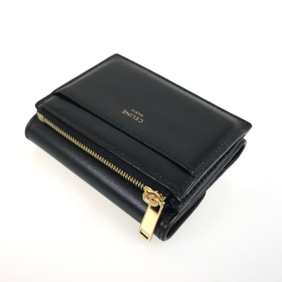 CELINE Small Wallet Triomphe Shiny Calf Tri-fold wallet