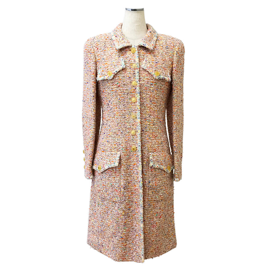 CHANEL Tweed P07981W03016 Women's Long coat