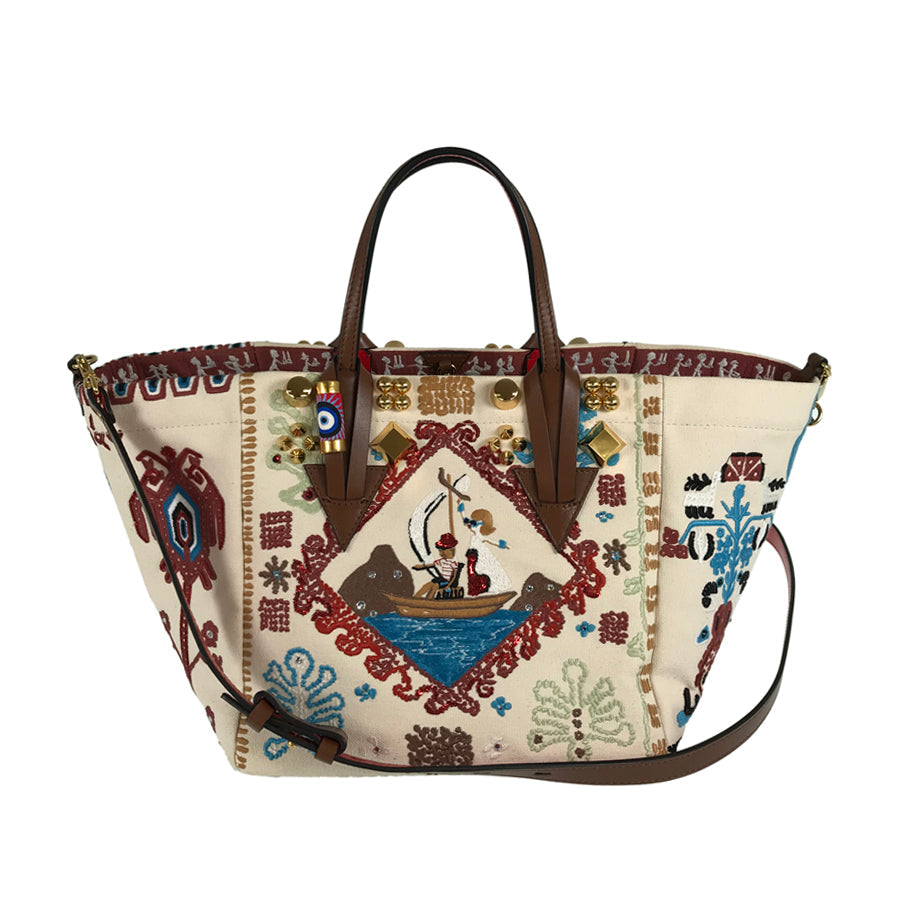Christian Louboutin Green Hippo Small Brodelille Frisee Tote bag