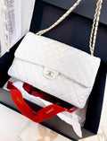 Chanel 24C white lychee leather maxi XXL airport bag cf chain bag