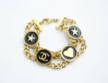 Chanel Vintage 01P Gold-plated & Enamel Star Heart Coin Bracelet