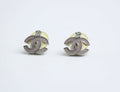 Chanel Vintage 04P Rhinestone Matte Purple Silver CC Clip-on Earrings
