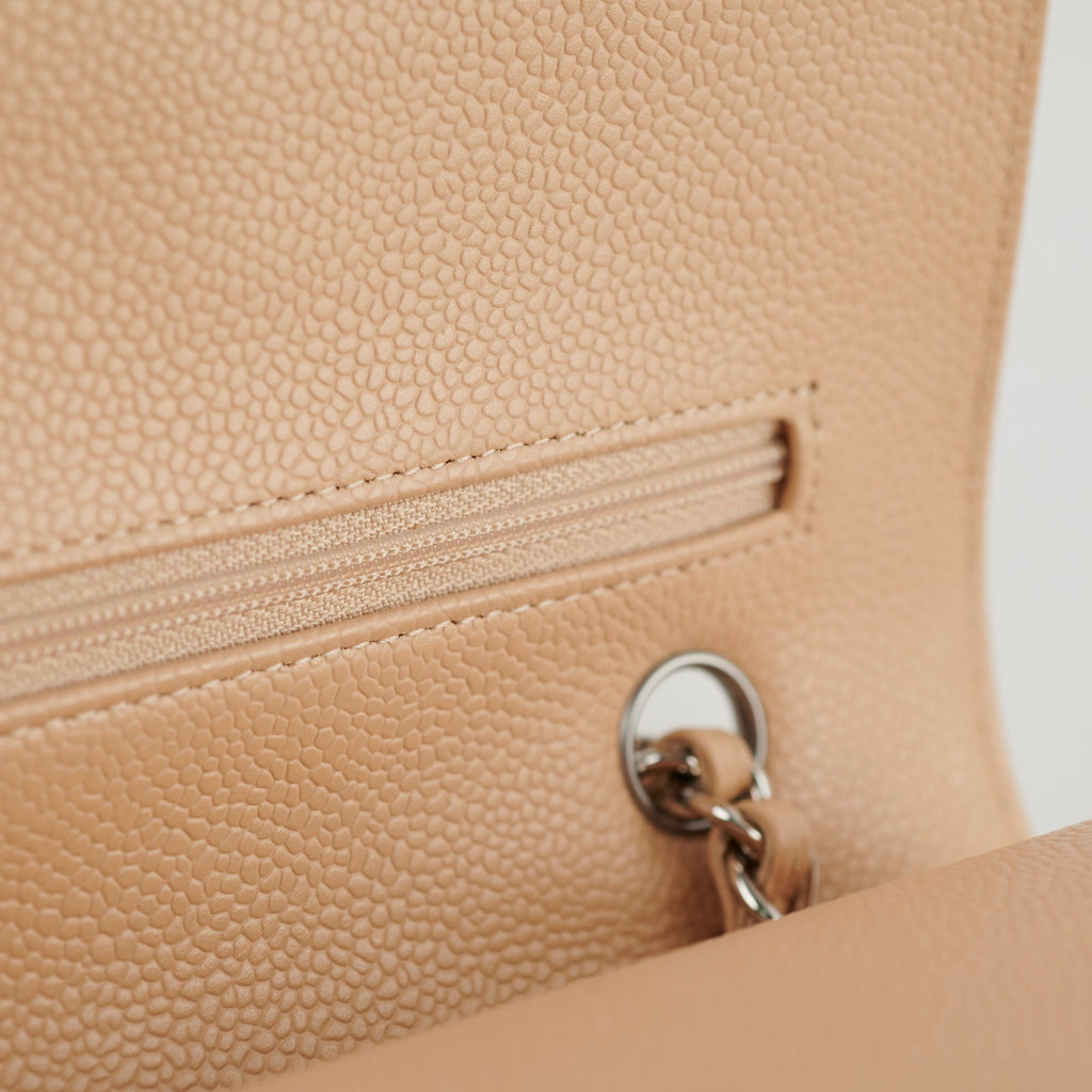 Chanel Medium/Large Caviar Double Classic Flap Beige
