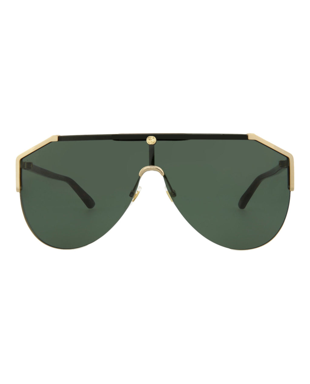 Gucci Mens Shield/Wrap Gold Havana Green Fashion Designer Eyewear
