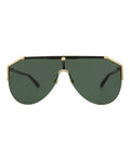Gucci Mens Shield/Wrap Gold Havana Green Fashion Designer Eyewear