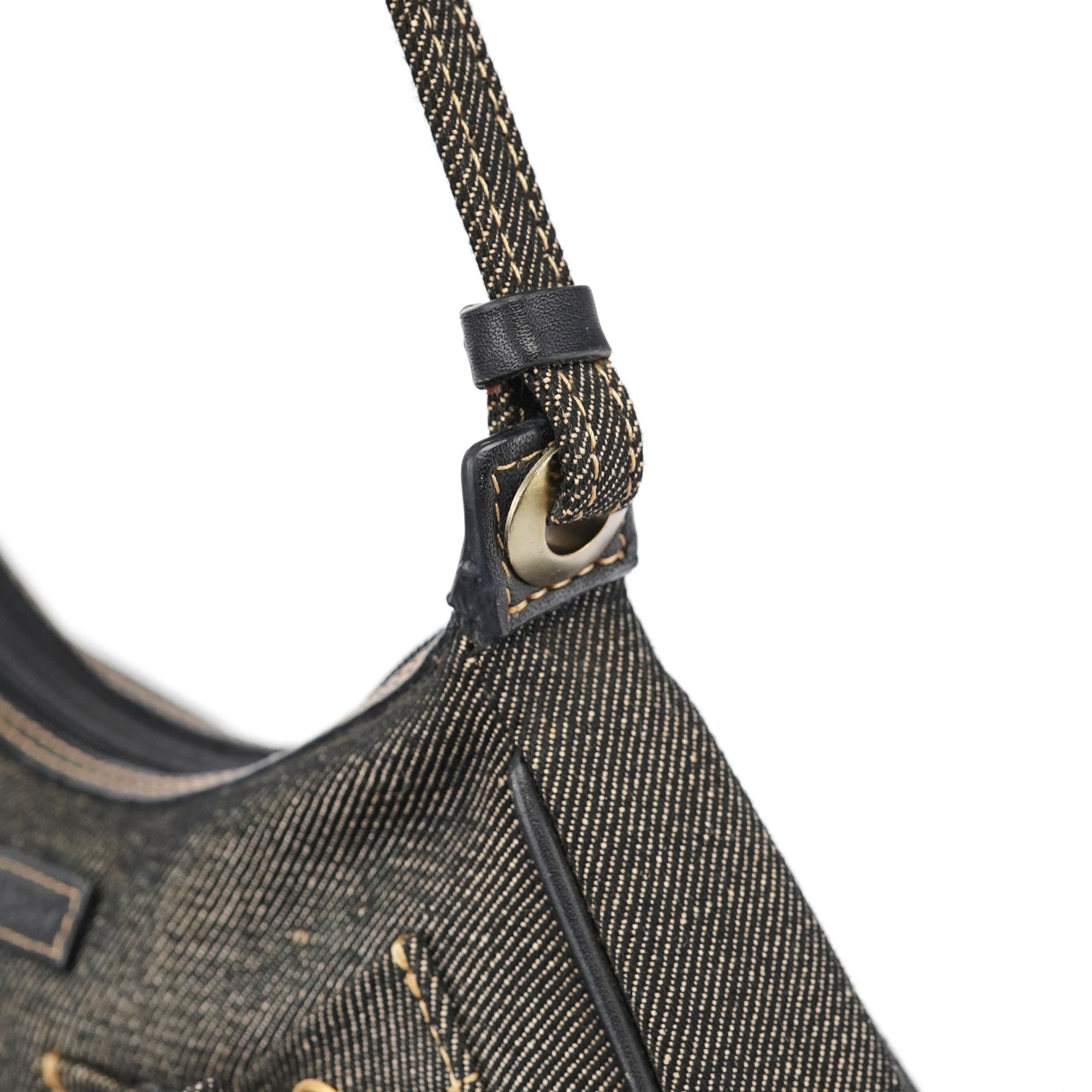 Anthracite Denim Hobo Shoulder Bag