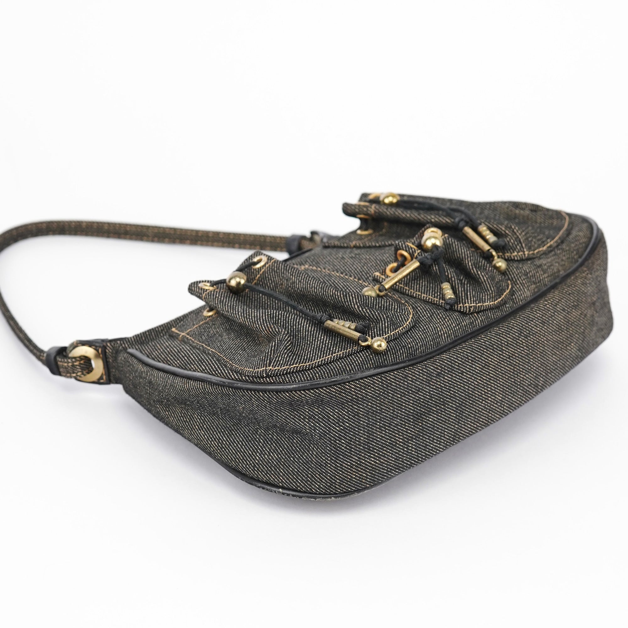 Anthracite Denim Hobo Shoulder Bag