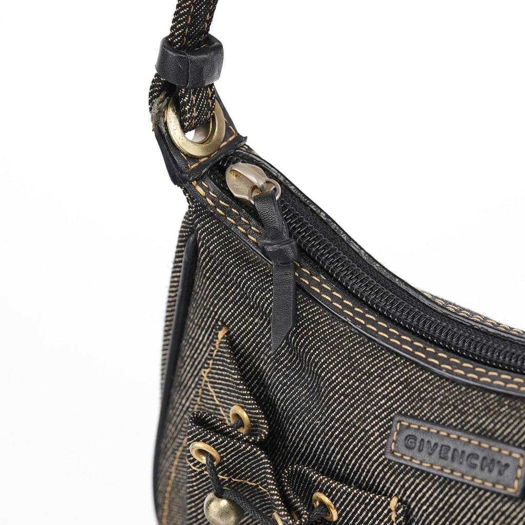 Anthracite Denim Hobo Shoulder Bag