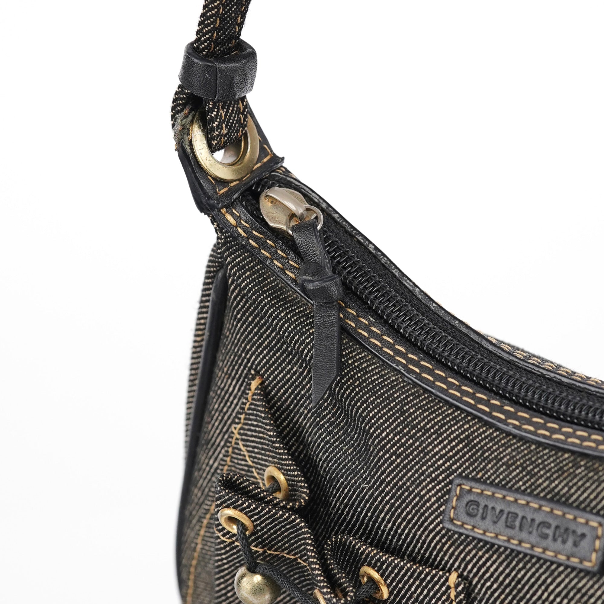 Anthracite Denim Hobo Shoulder Bag