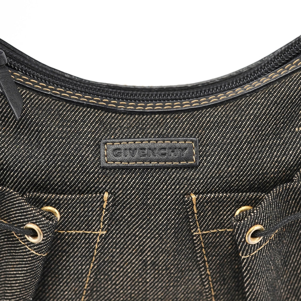 Anthracite Denim Hobo Shoulder Bag