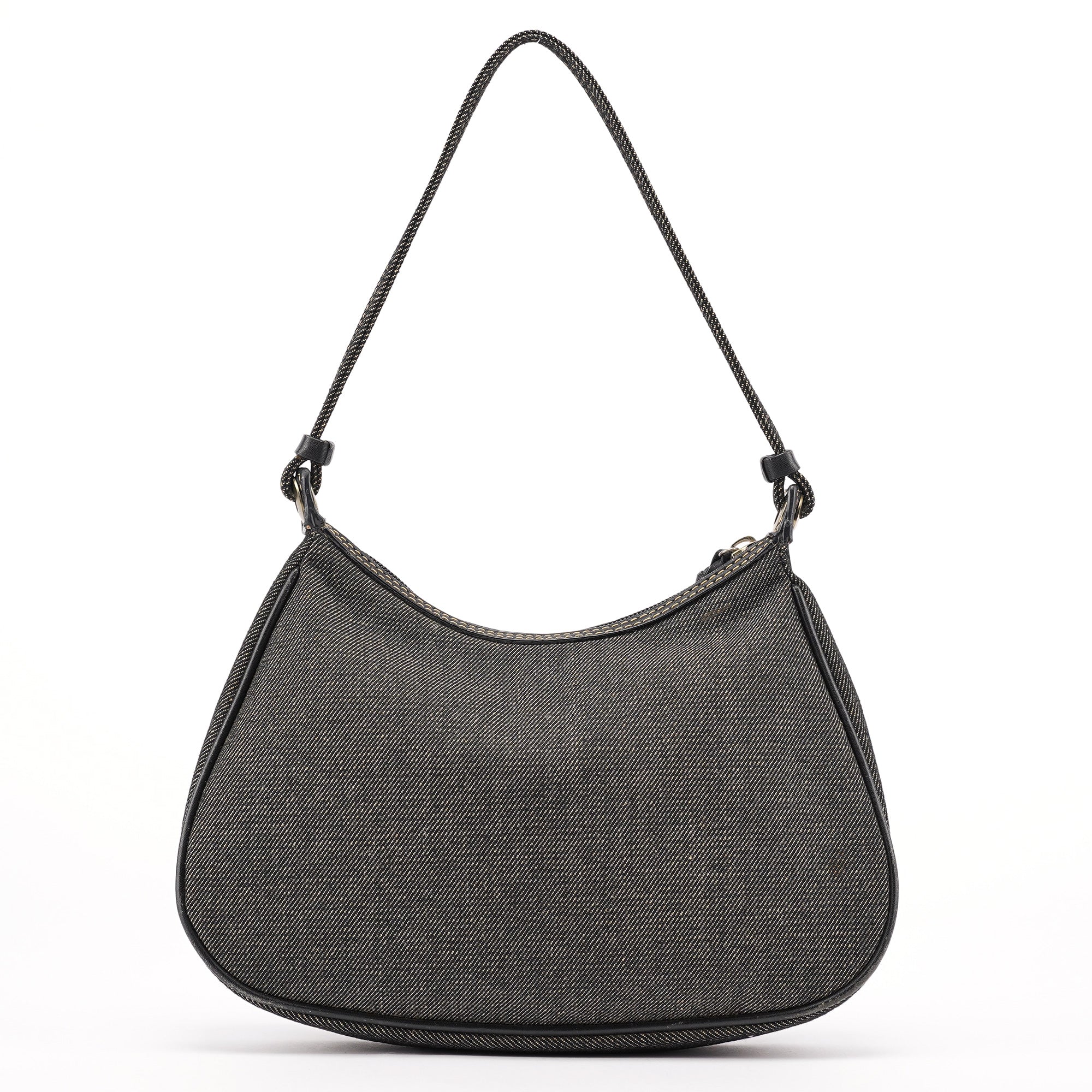 Anthracite Denim Hobo Shoulder Bag