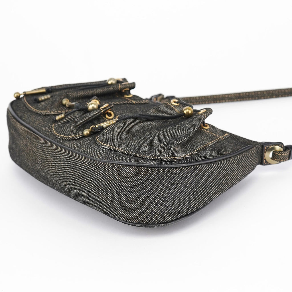 Anthracite Denim Hobo Shoulder Bag