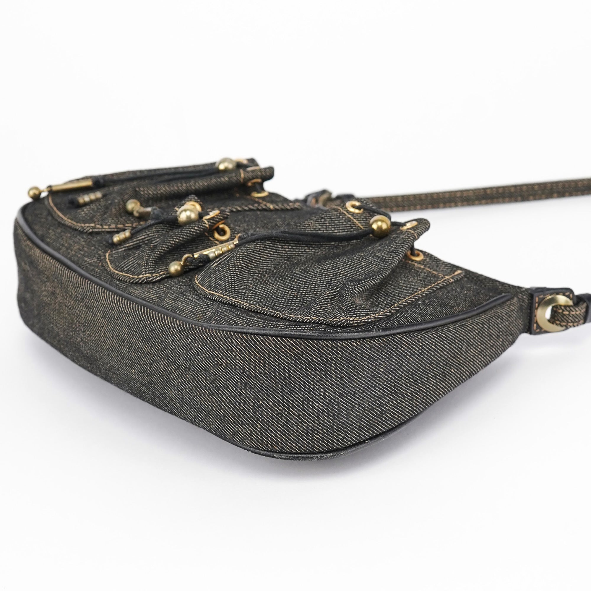 Anthracite Denim Hobo Shoulder Bag