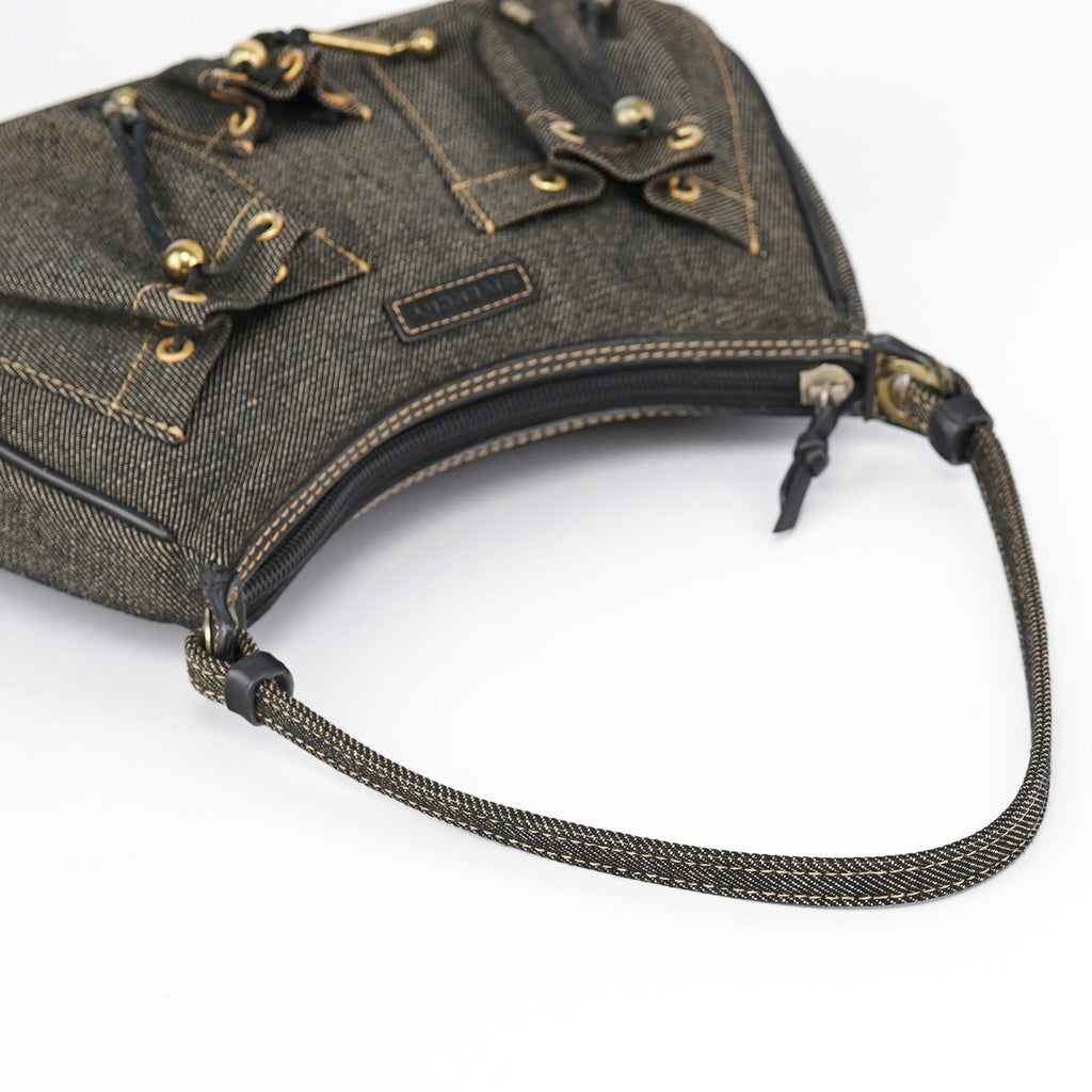 Anthracite Denim Hobo Shoulder Bag