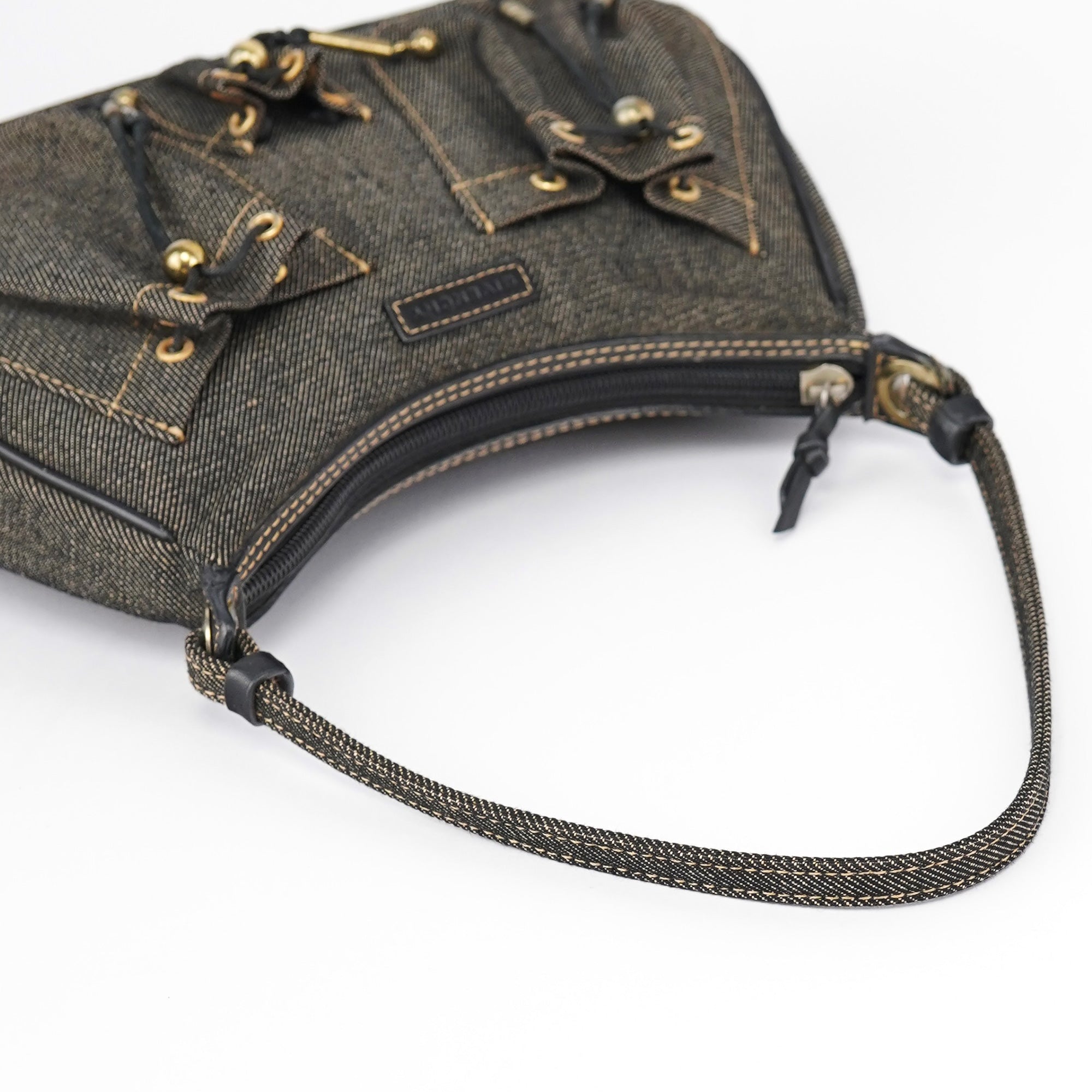 Anthracite Denim Hobo Shoulder Bag