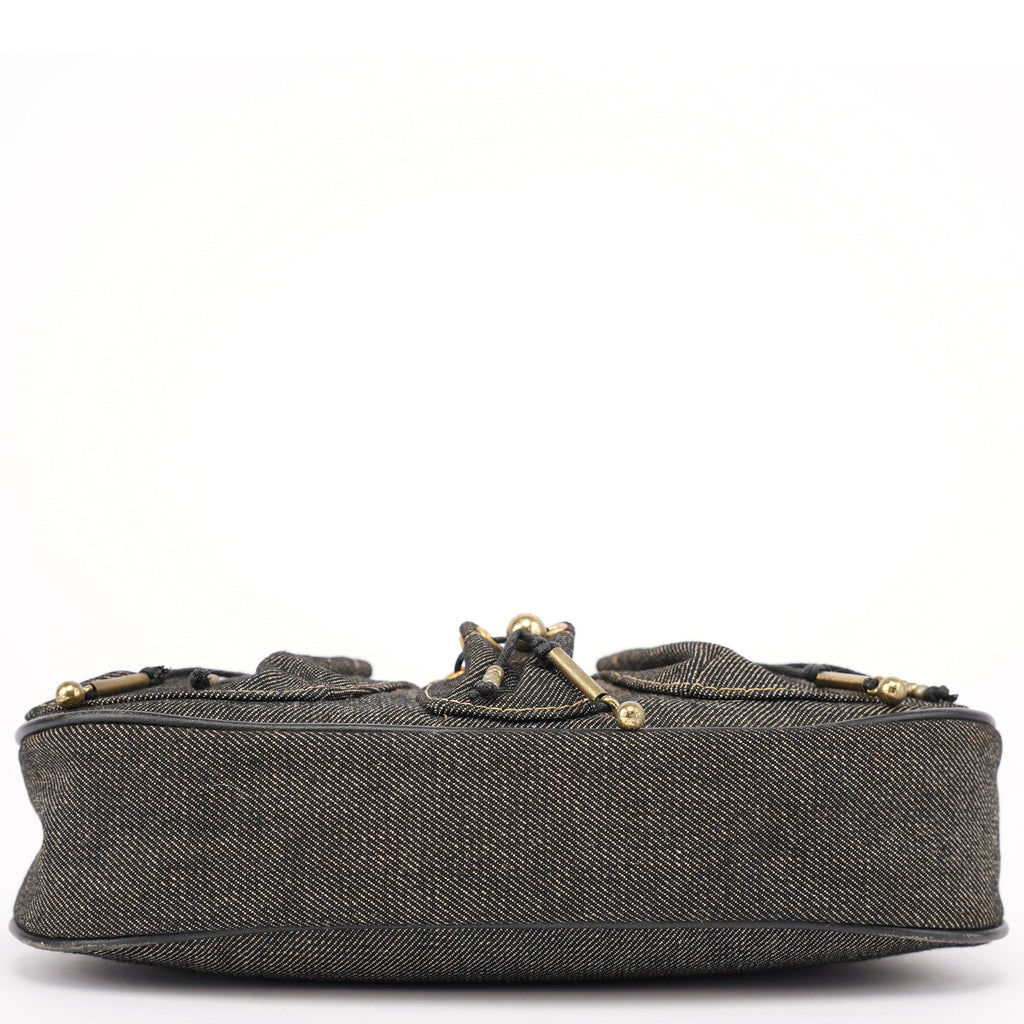 Anthracite Denim Hobo Shoulder Bag