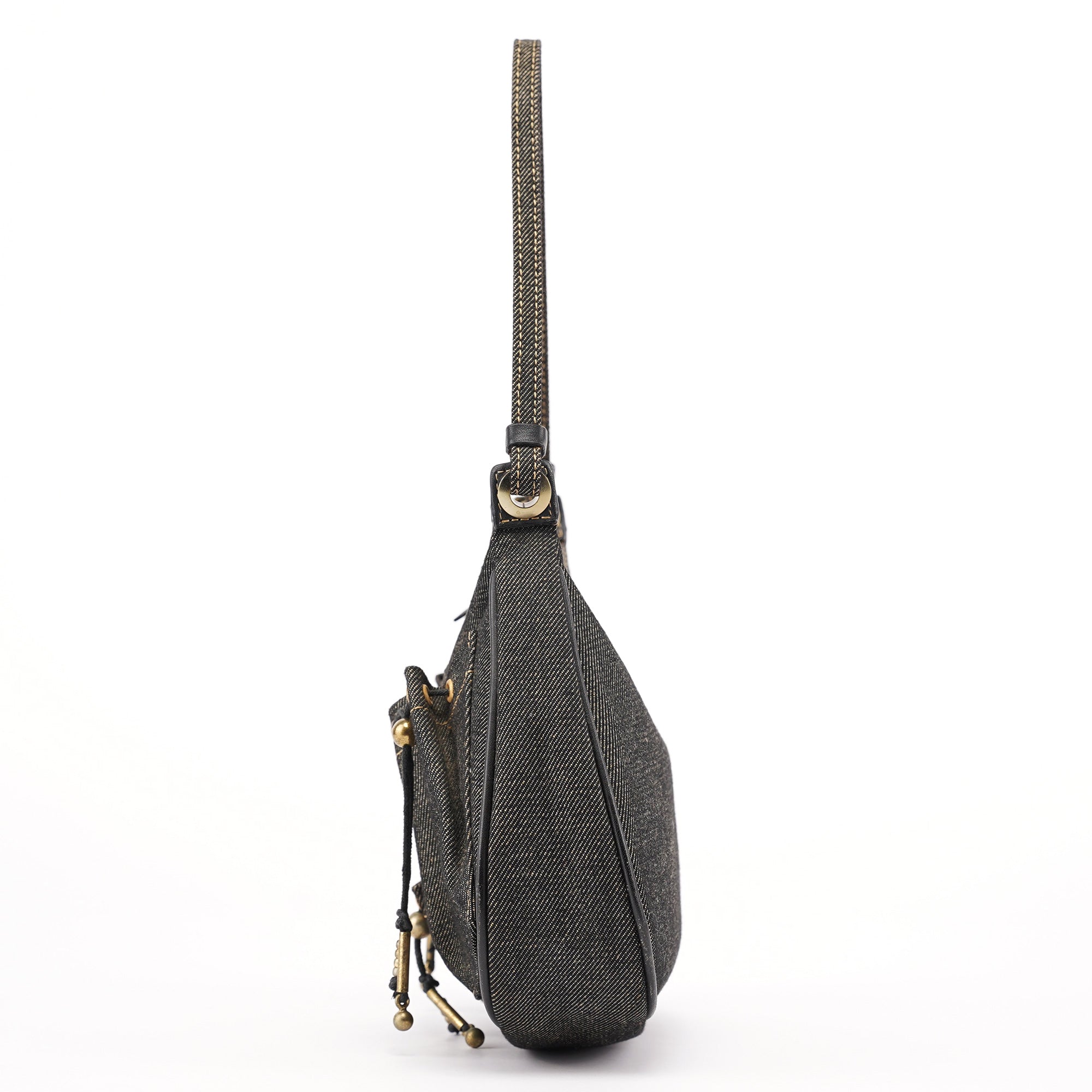Anthracite Denim Hobo Shoulder Bag