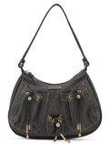 Anthracite Denim Hobo Shoulder Bag