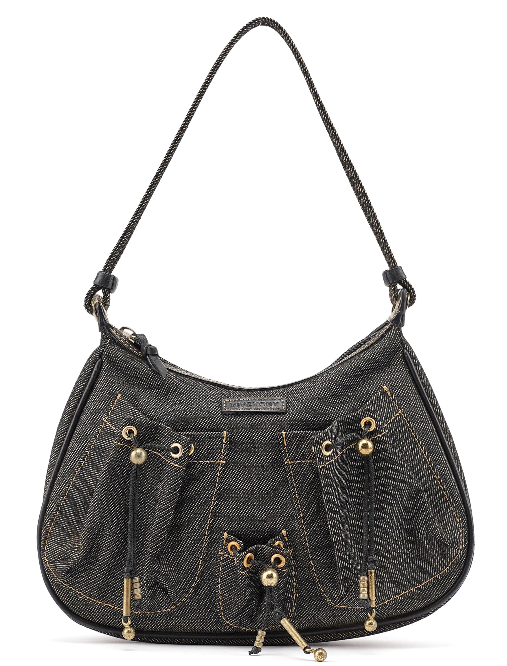 Anthracite Denim Hobo Shoulder Bag