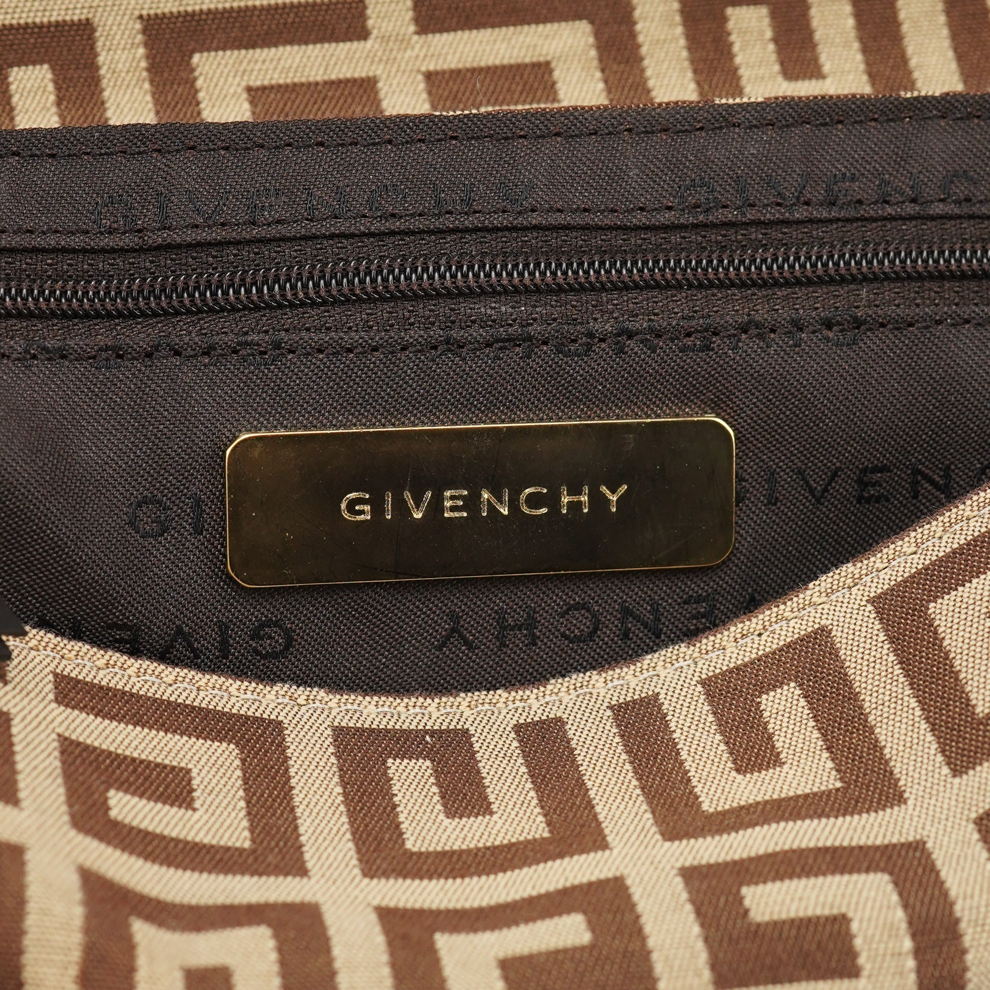 Beige Brown Monogram Hobo Bag