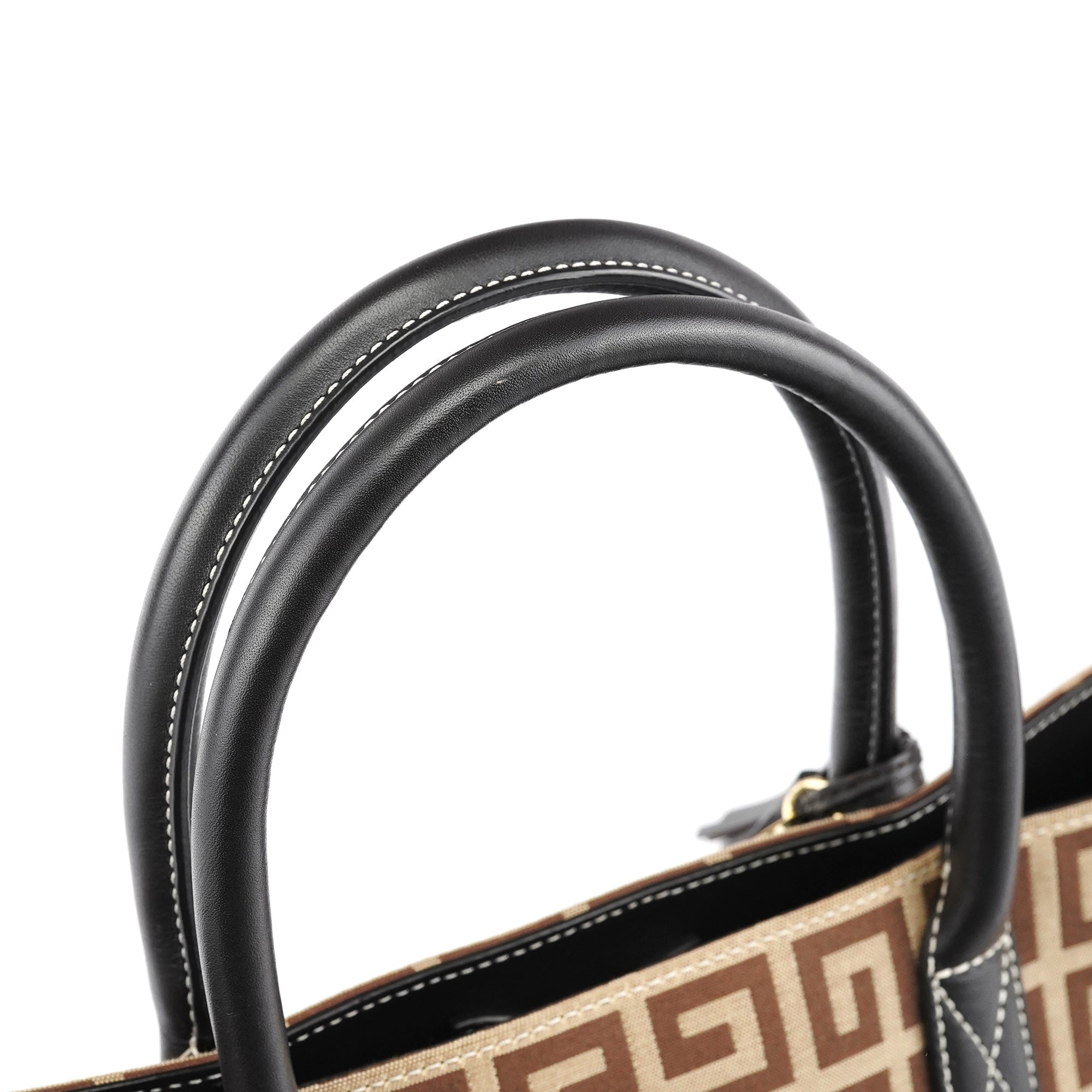 Beige Brown Monogram Tote Bag