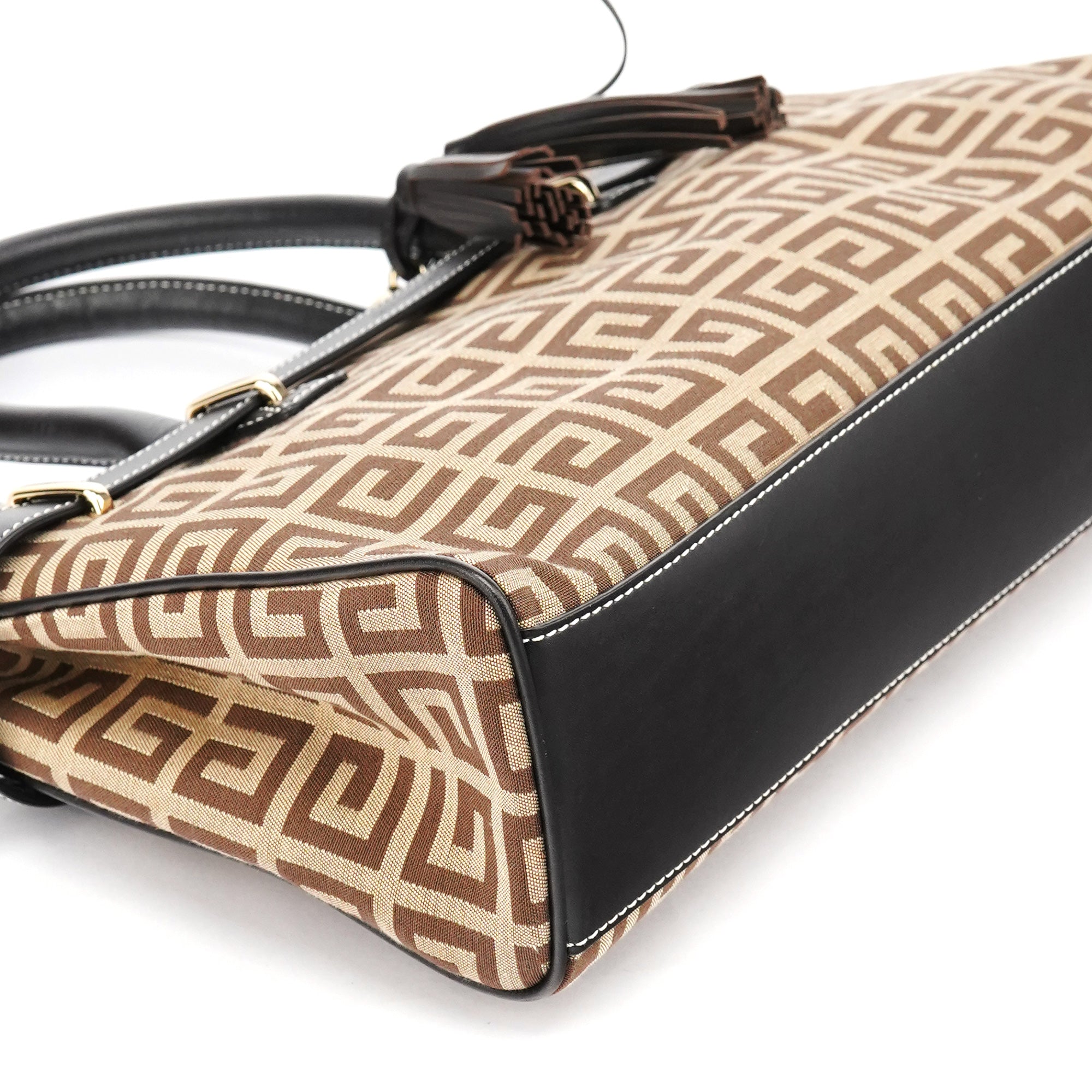 Beige Brown Monogram Tote Bag