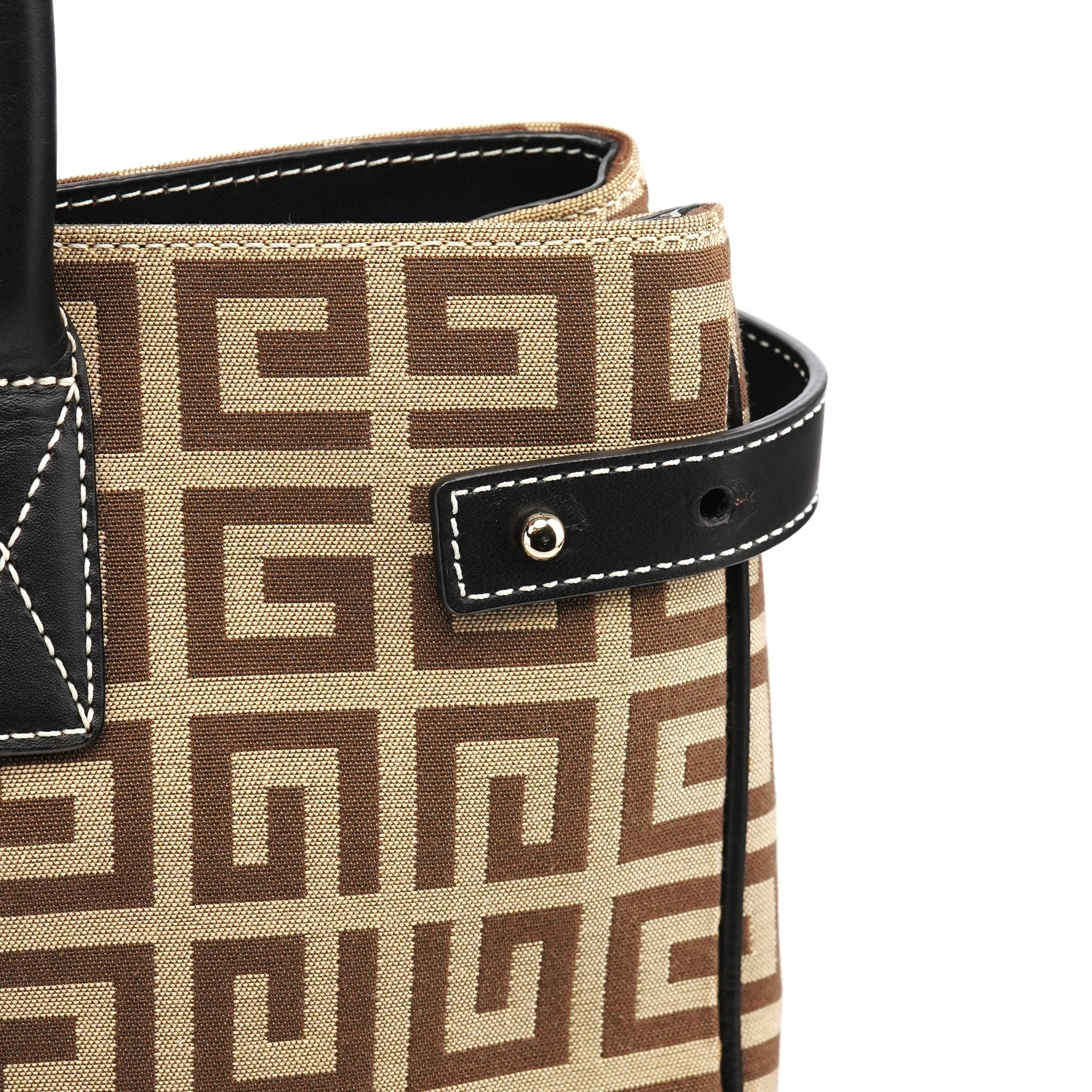 Beige Brown Monogram Tote Bag