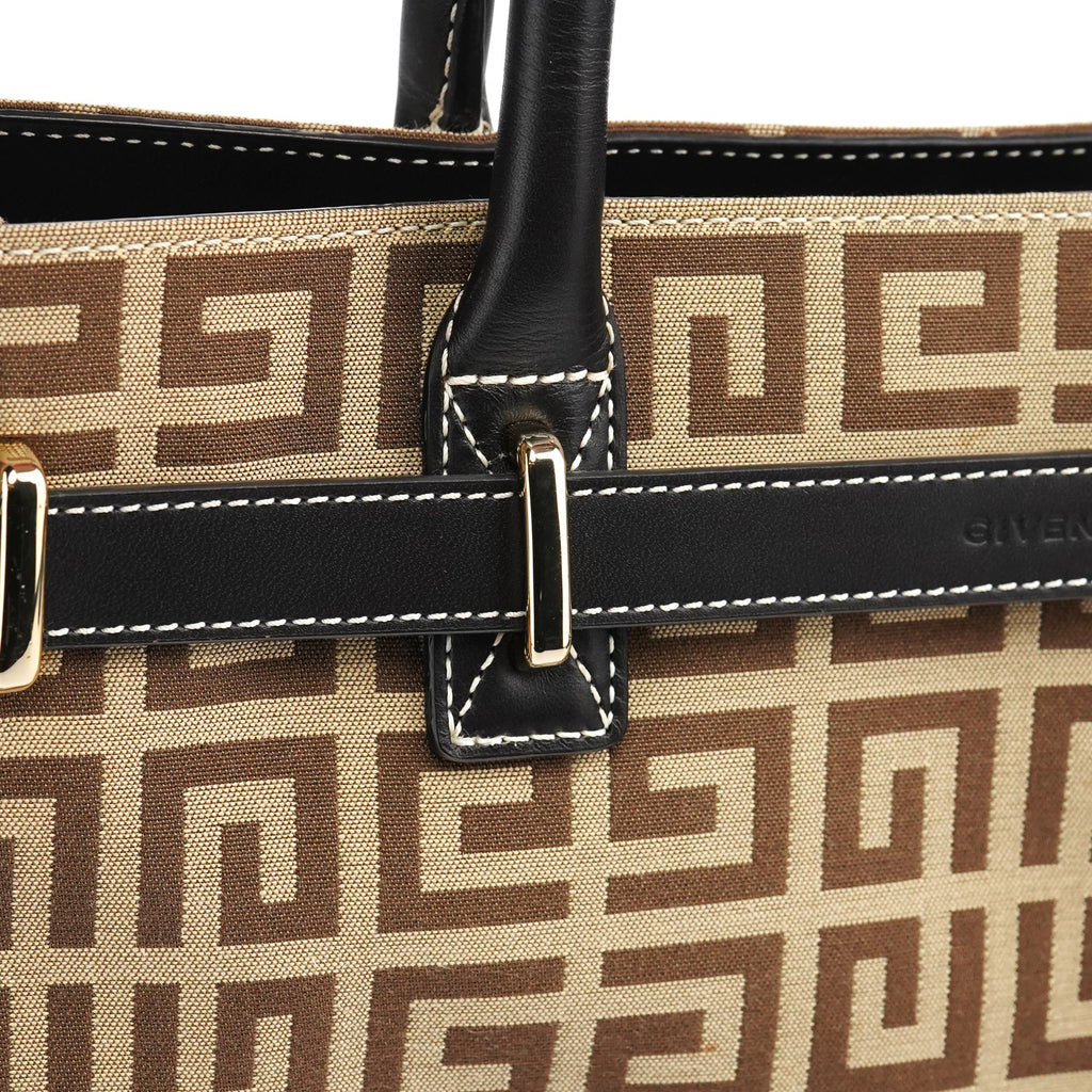Beige Brown Monogram Tote Bag